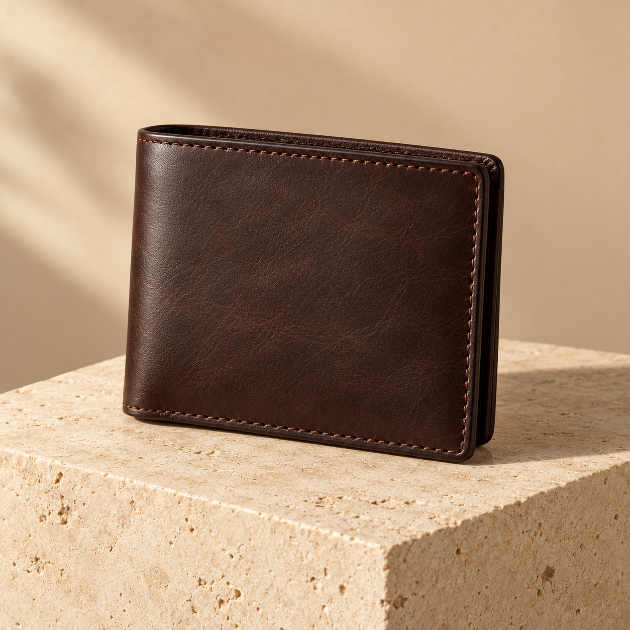 Espresso leather bifold wallet