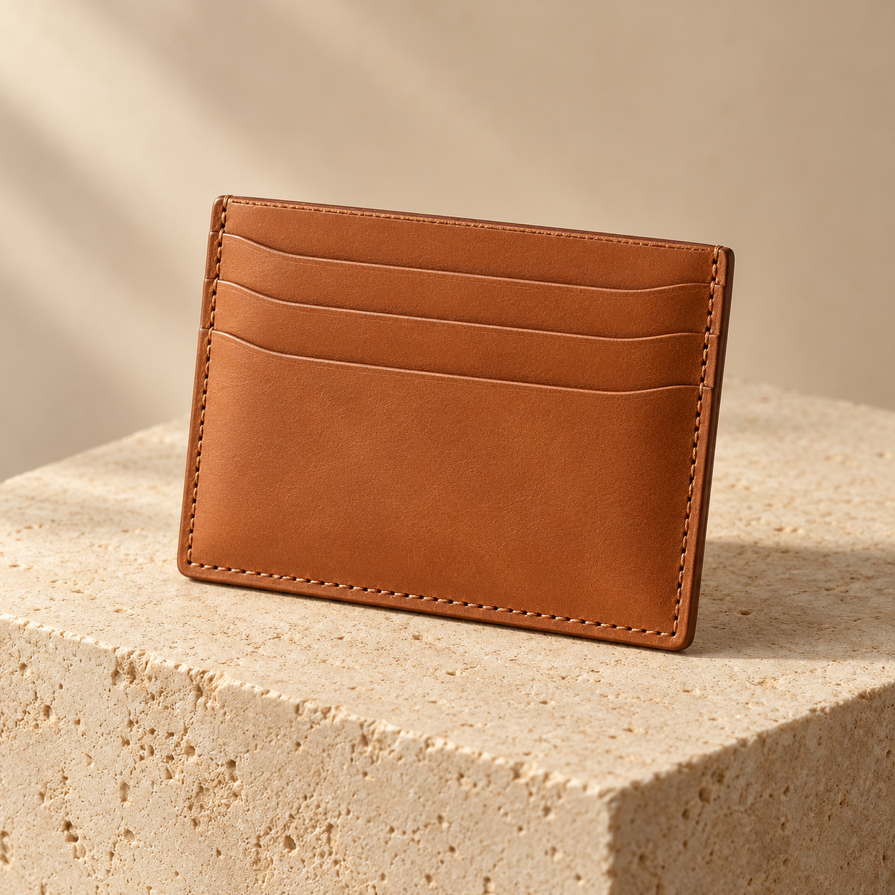 Tan leather card holder